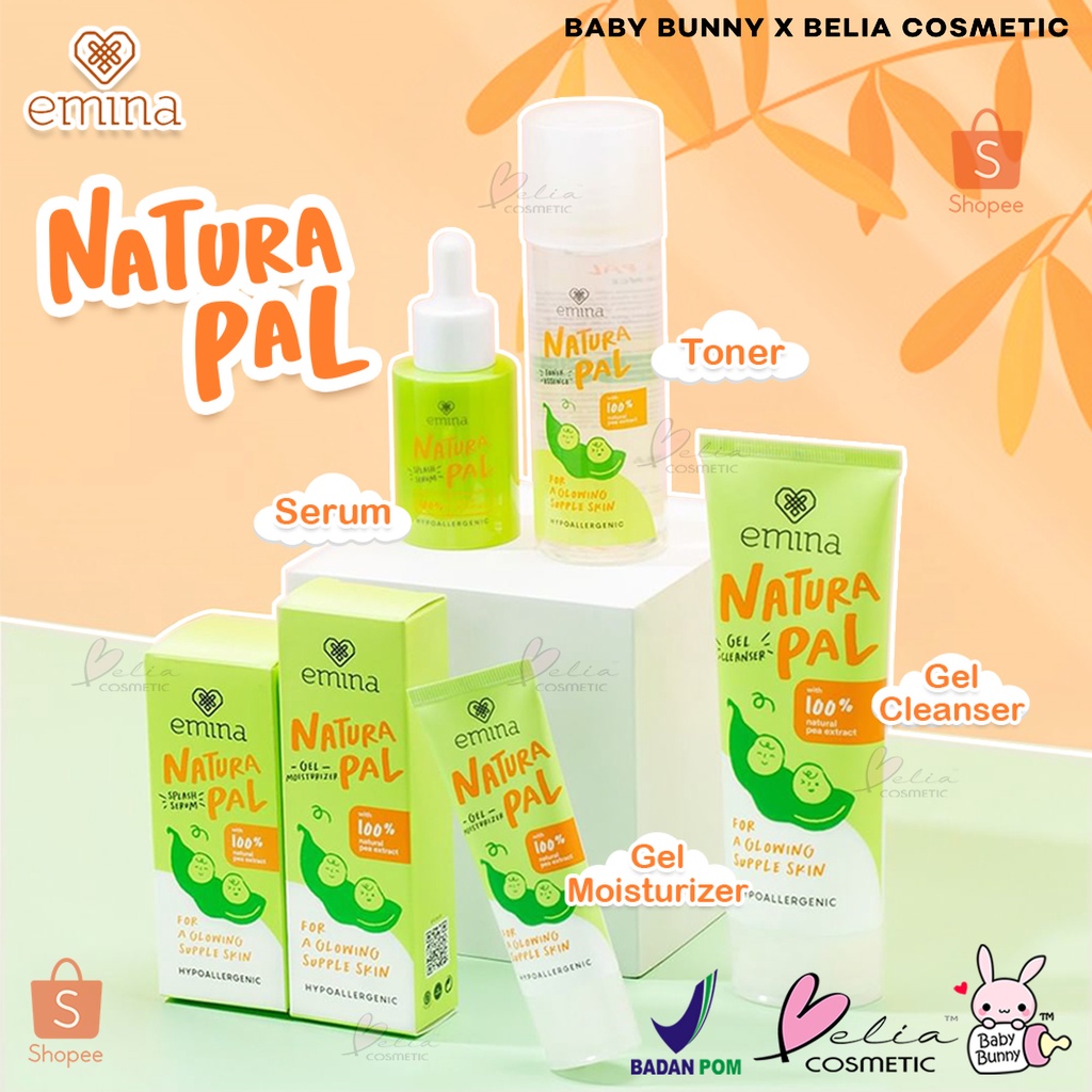 ❤ BELIA ❤ EMINA Natura Pal Toner Essence | Serum | Gel Cleanser | Gel Moisturizer | Perawatan Wajah | BPOM