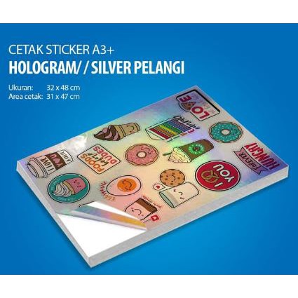 CETAK STIKER HOLOGRAM/PELANGI A3+