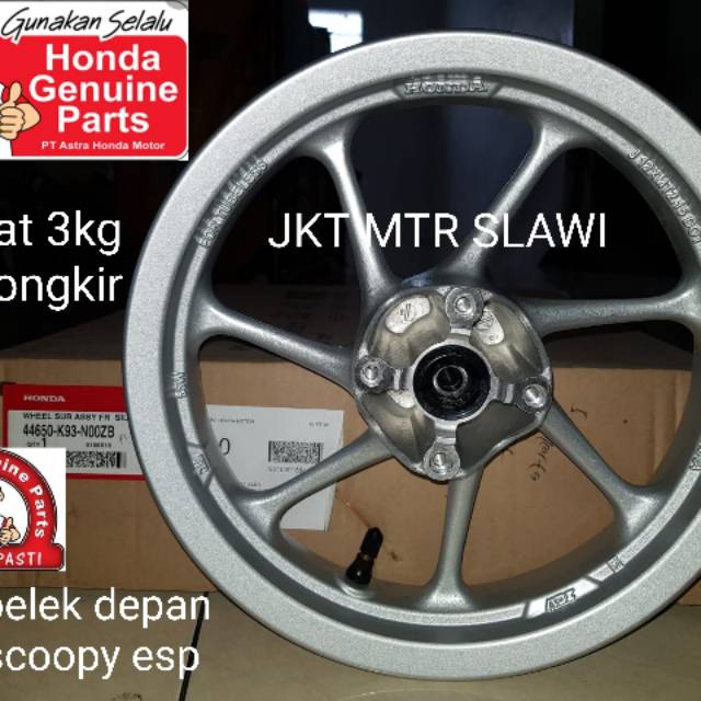 44650-K93-N00ZB velg pelek depan new scoopy esp stylish 2017 -2020 silver dan grey ori honda ahm