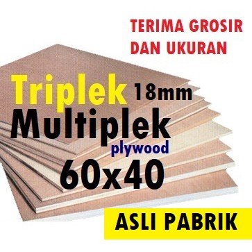 Triplek Meranti 18mm Multiplek Plywood Papan Kayu 60x40