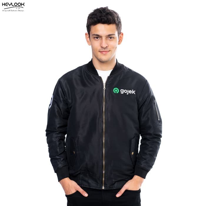 JAKET BOMBER GOJEK LOGO BARU JAKET MOTOR WATERPROOF PARKA BB ANTI AIR - Bomber Gojek, XL