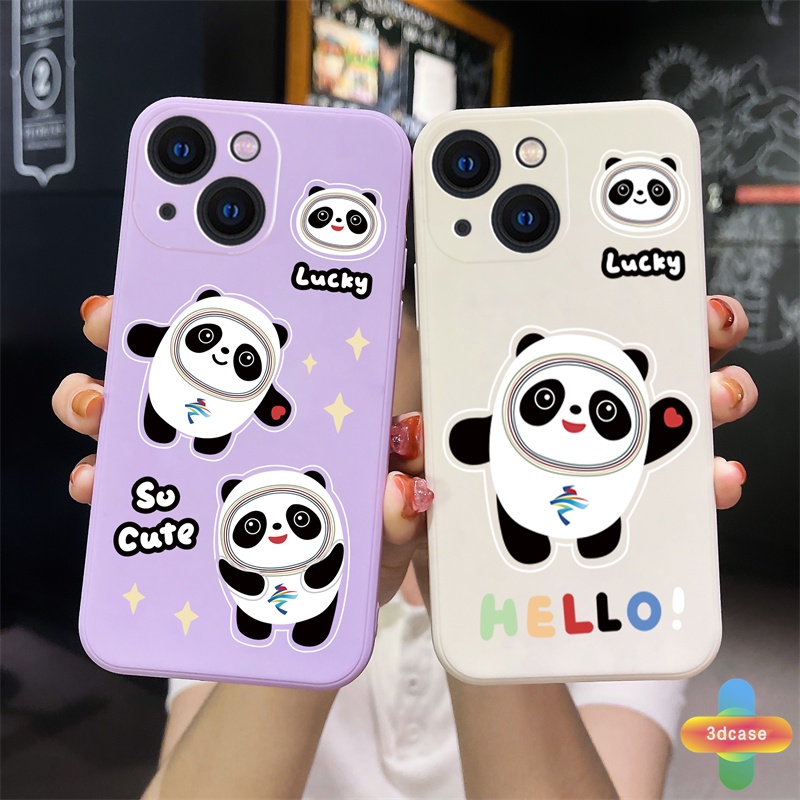 Casing Realme C11 2021 C21Y C15 C21 C25 C20 C3 C12 C25S 5 5S 5i C17 7i C1 C25Y C2 C3i 6i C20A realme Narzo 20 10 10A 20A 30A A54 A15 A16 A9 A5 A7 A5S A95 A53 A33 Y12 Y20 A12 Beijing Winter Olympic Mascot Panda Bing Dwen Dwen Phone Case Cover