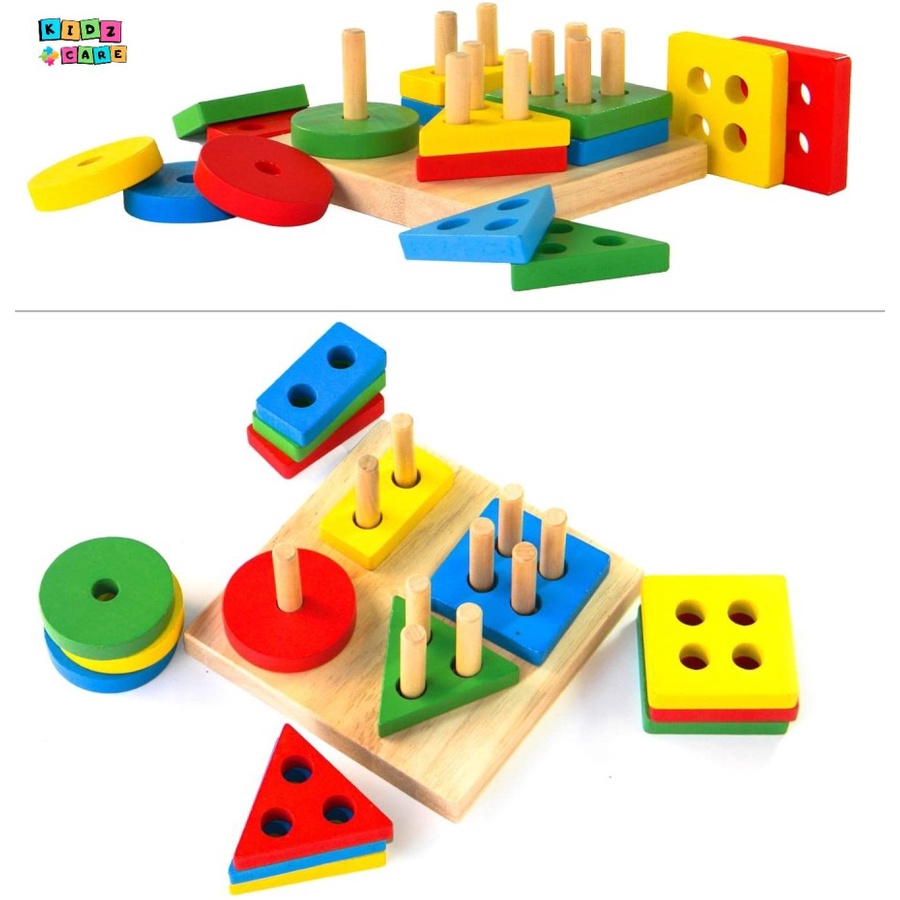 BUYEE GIFT - Geometric Shape Stack Board | Papan Susun Bentuk Geometri Pasak Kayu