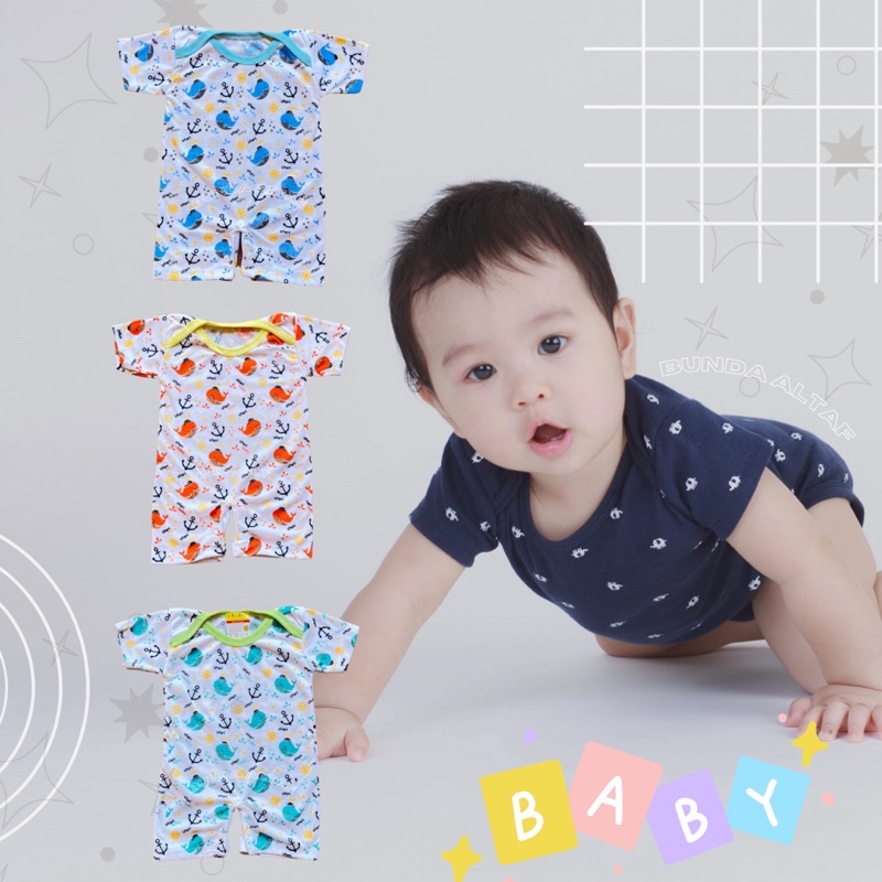 Baju Bayi Jumper Pendek / Romper Motif Utari Usia 0 - 6 Bulan