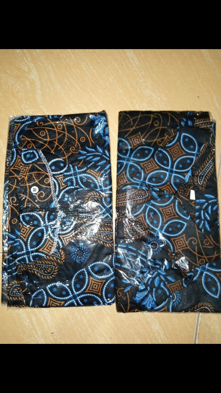 Couple Batik Lengan Pendek Seno Biru M L Xl