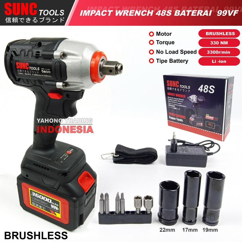 Mesin Impact Baterai Cordless Impact Wrench BRUSHLESS 48S 99VF SUNC TOOLS