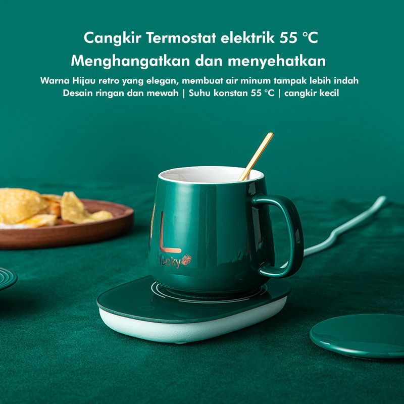 1 Set Gelas Cangkir Lengkap Dengan Penghangat Warmer Cup Kit Heater Elektrik