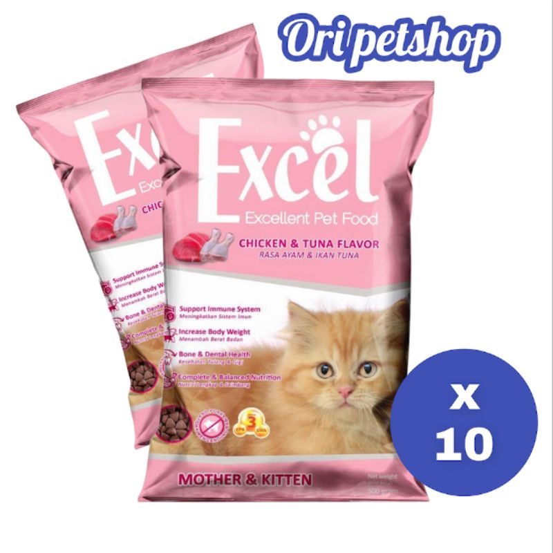 ( 10x )Excel 500gr Mother &amp; Kitten Makanan Anak Kucing - kargo