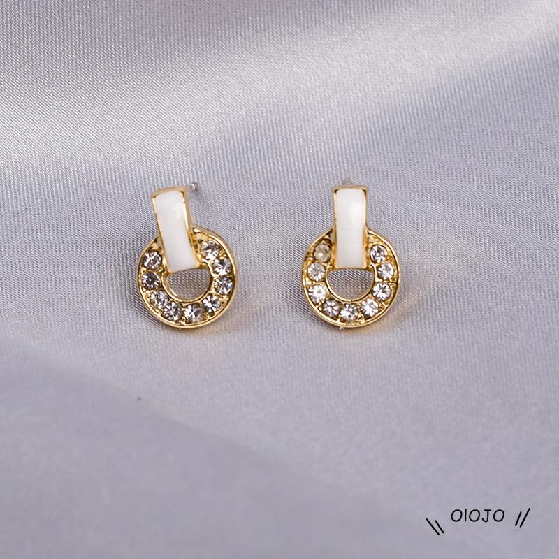 Anting Tusuk Gantung Desain Geometri Hias Zircon Gaya Simple Untuk Wanita ol2