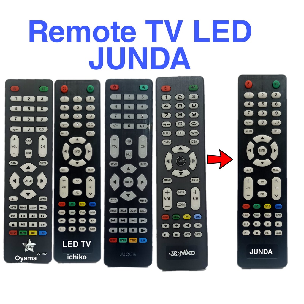 REMOTE LED TV CINA REMOTE TV LED ICHIKO JUNDA ICHI-1701 SEPERTI ORIGINAL