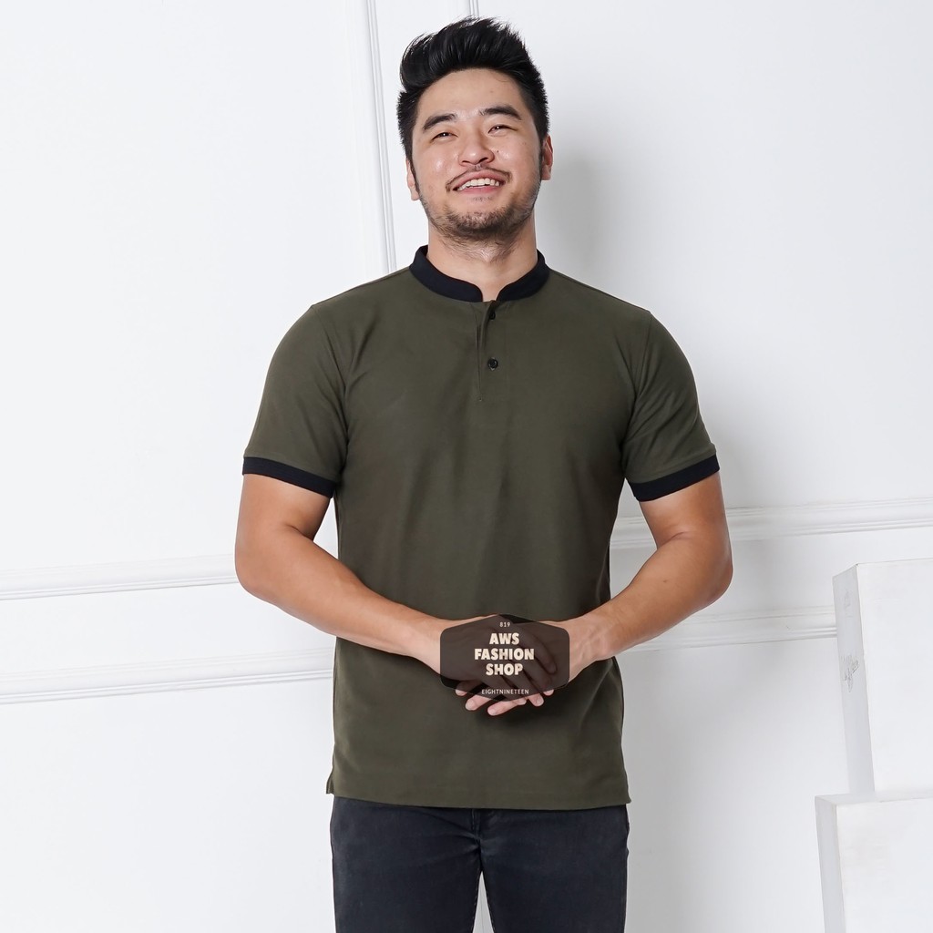 Kaos Polo Pria Polo Shirt Kerah Shanghai  Lengan Pendek Hijau Army TNI BIG SIZE JUMBO XXL / 3XL