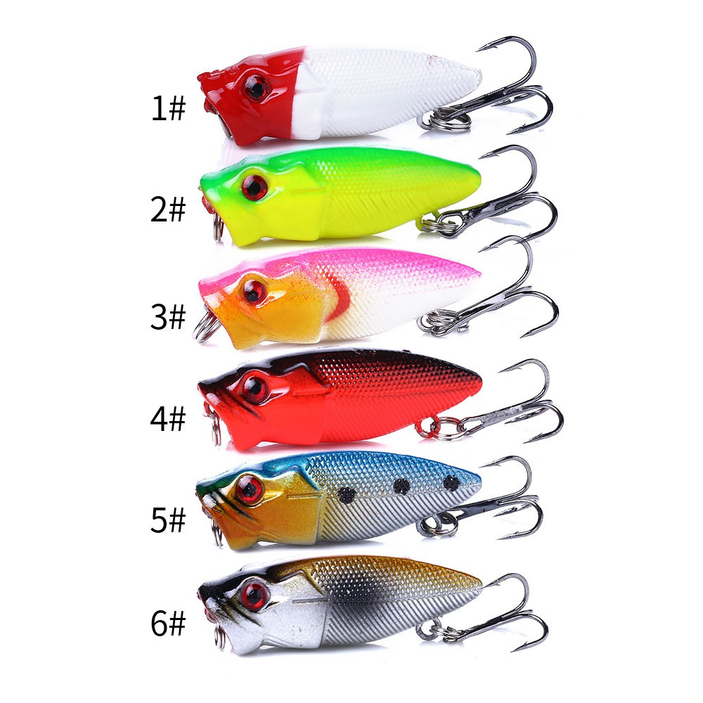 HENGJIA 6pcs Mini 3.5cm/3.g Popper Umpan Pancing Minnow Memancing Peralatan Swimbait Fishing Lure