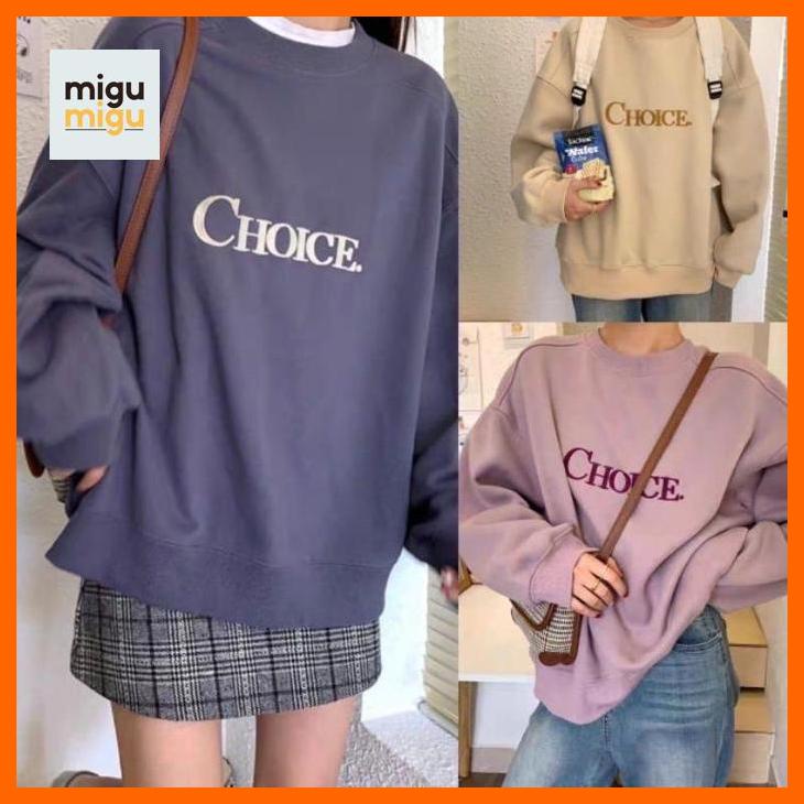 Sweater Choice Oversize Jumbo Xl Crewneck Migumigu Setelah Wanita Kekinian / Setelan Wanita Terbaru 