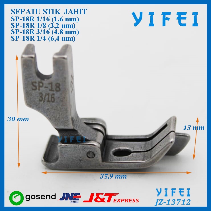 Sepatu sp-18 lidah hidup mesin jahit high speed industri jarum 1/SP-18R Sepatu Stik Kanan Mesin Jahit High Speed Industri/YIFEI-13712 - 1per16