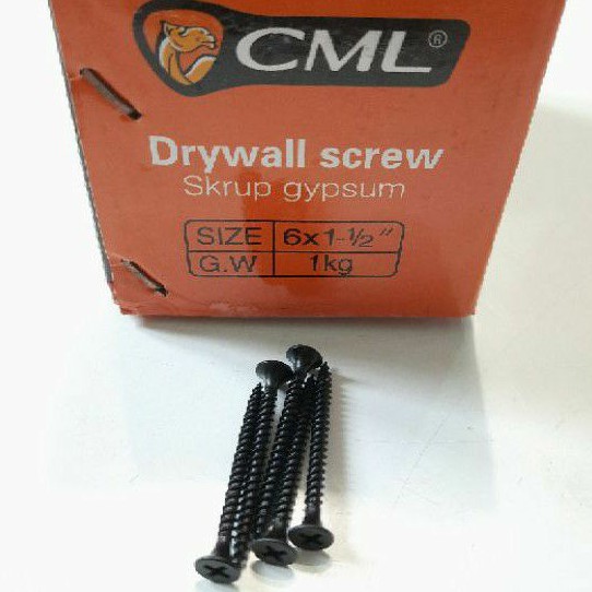 Sekrup gipsum 6 × 1-1/2&quot; (Inch) - Skrup Drywall atau Baut gypsum Hitam