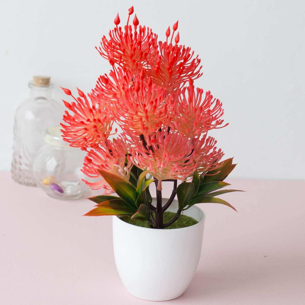 AM612 Bunga plastik / pajangan bunga Artificial / Vas Bulat-6