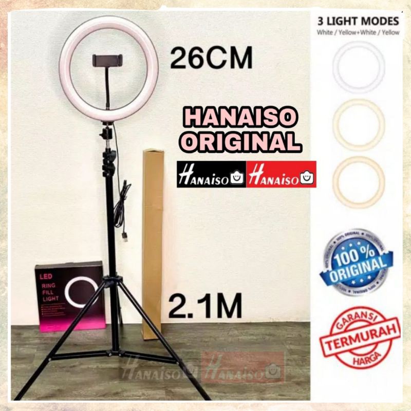 medan hanaiso ringlight led free holder hp tripod stand 2 m   ring light 26cm 10 inch 26 cm 16cm 16