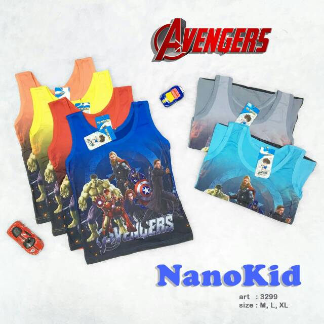 2pcs Kaos Singlet Anak Cowok Motif karakter 3D Tanktop Tali Lebar Anak Cowok Karakter Size M L XL