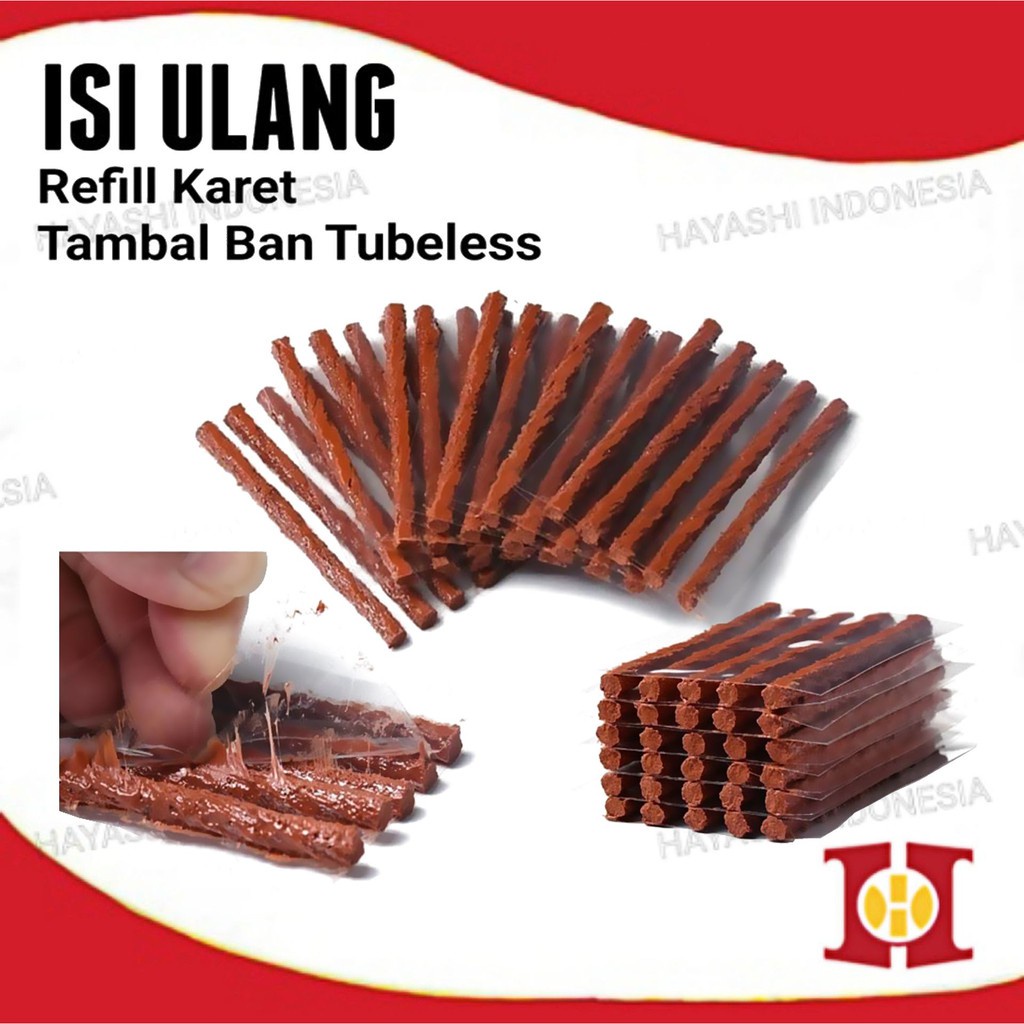 Refill Karet Ban Tubles Tubeless isi Ulang Tambal Ban Lem Cacing Mobil Motor - 5pc