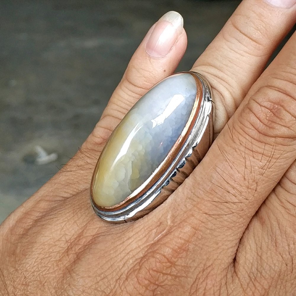 CINCIN BATU AKIK NATURAL PANDAN LUMUT LAWAS SERAT BETOK