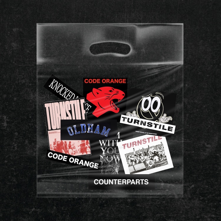 

Turnstile Knocked Loose Counterparts Code Orange Hardcore Sticker Vinyl Pack - 10pcs