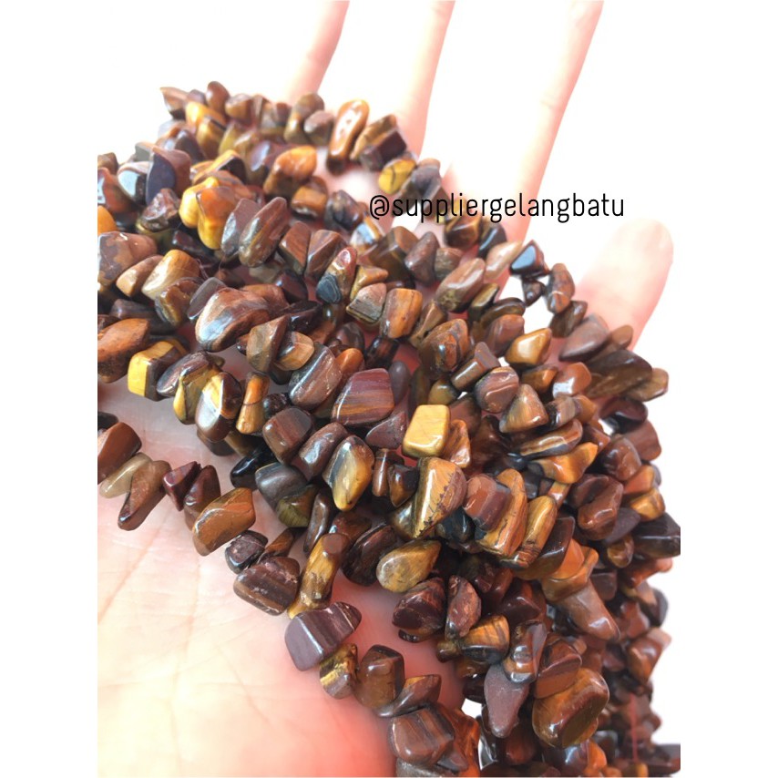 kerikil Batu alam brown tiger eye cokelat 1cm bahan gelang kalung akik aksesoris craft model fashion