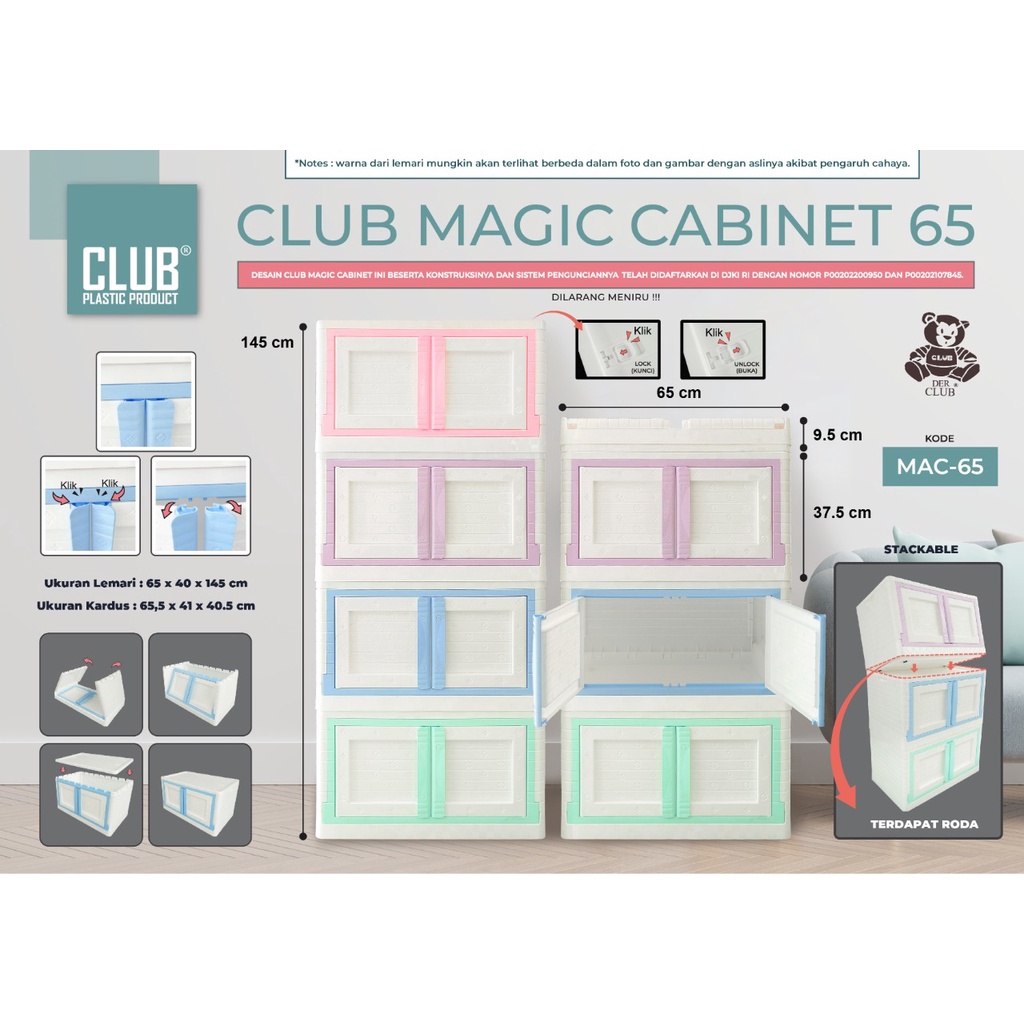 Lemari Box Lipat Container Box  Club Magic Cabinet Lemari PLastik Multifungsi  60 Liter dan 50 liter