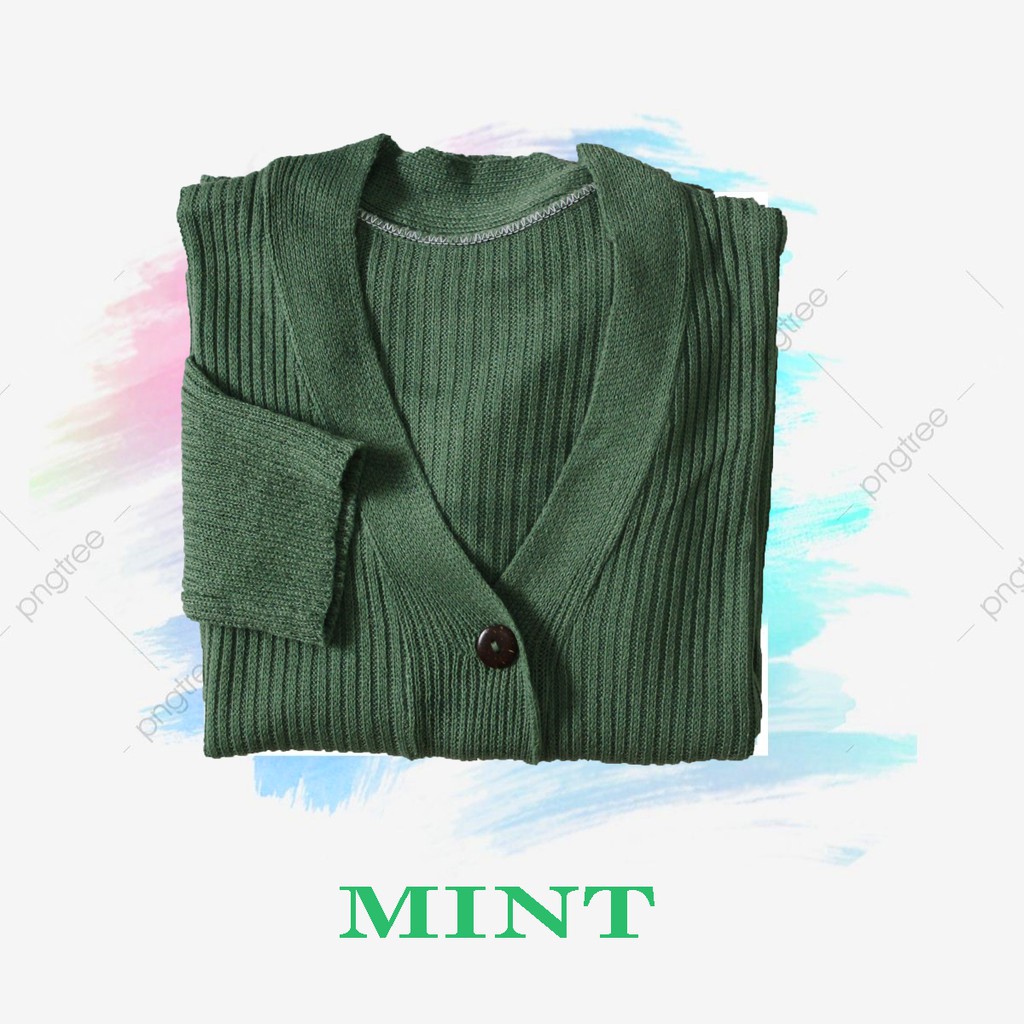WILLY CARDY - Cardigan Kancing Batok - Cardigan Crop Rajut - Cardigan Crop - Kardigan basic Polos Kardigan Rajut Wanita - Knit Kardigan - Cardigan Rajut Kancing / Willy Crop Cardy Rajut-Mint