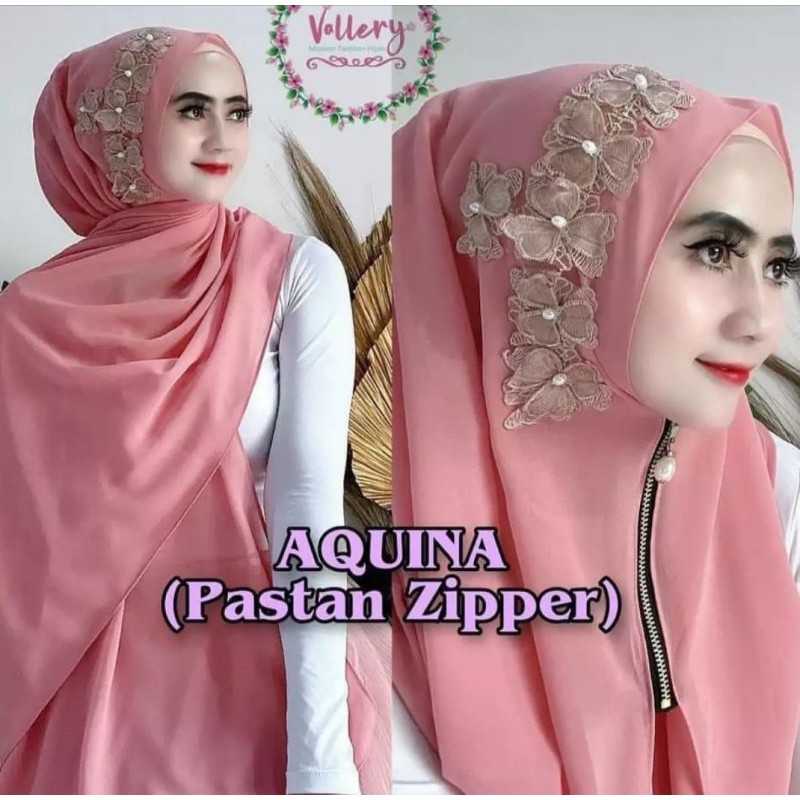 hijab pasmina instan aquina pastan ziper