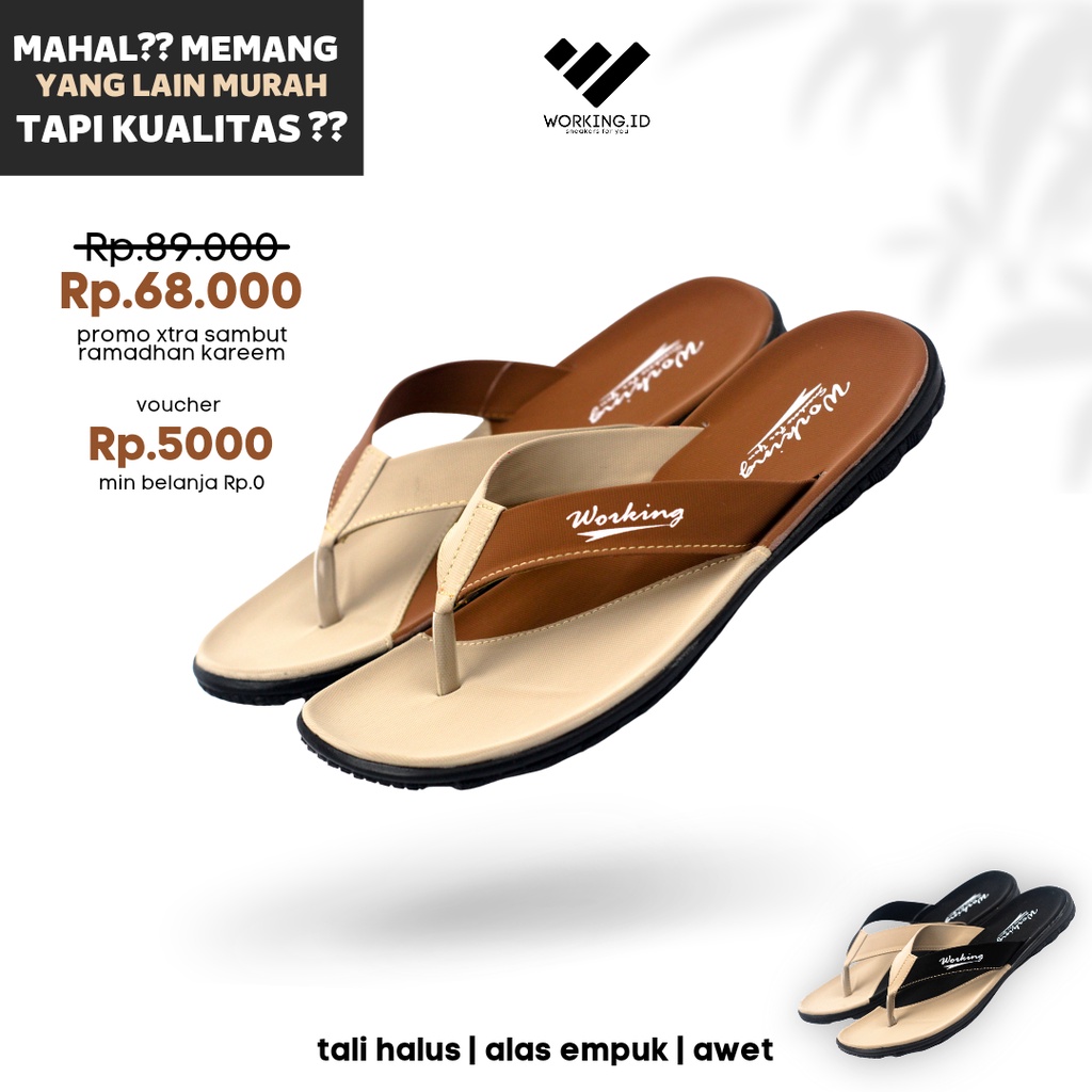 PROMO - SANDAL JEPIT CASUAL KULIT PRIA MURAH/Sendal Sndal Sedal Sebdal Semdal Saldal Sadal Kasual Ca