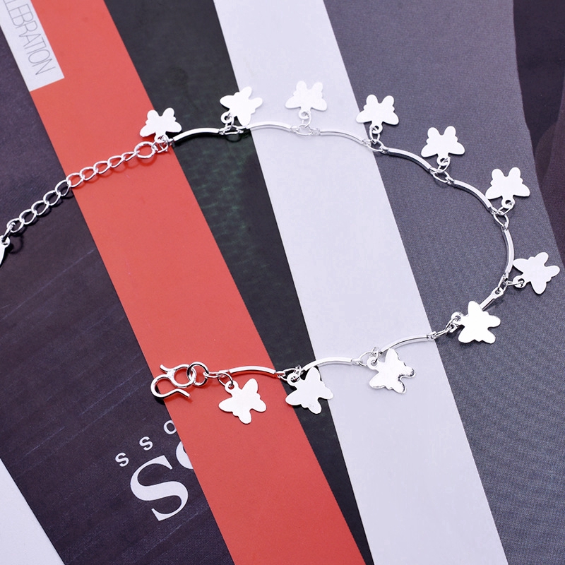 Gelang Perak Rumbai Kupu Butterfly Silver Dangle Tassel Bracelet Animal Pendant Chain Women Jewelry