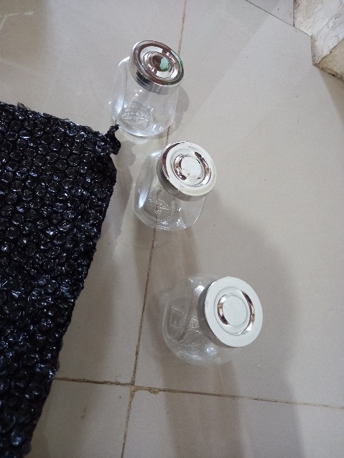 Aikeya Raztan Toples Stoples Mini Kecil Bumbu Dapur Permen Murah Bahan Kaca Isi 4 Pcs Unik + Packing