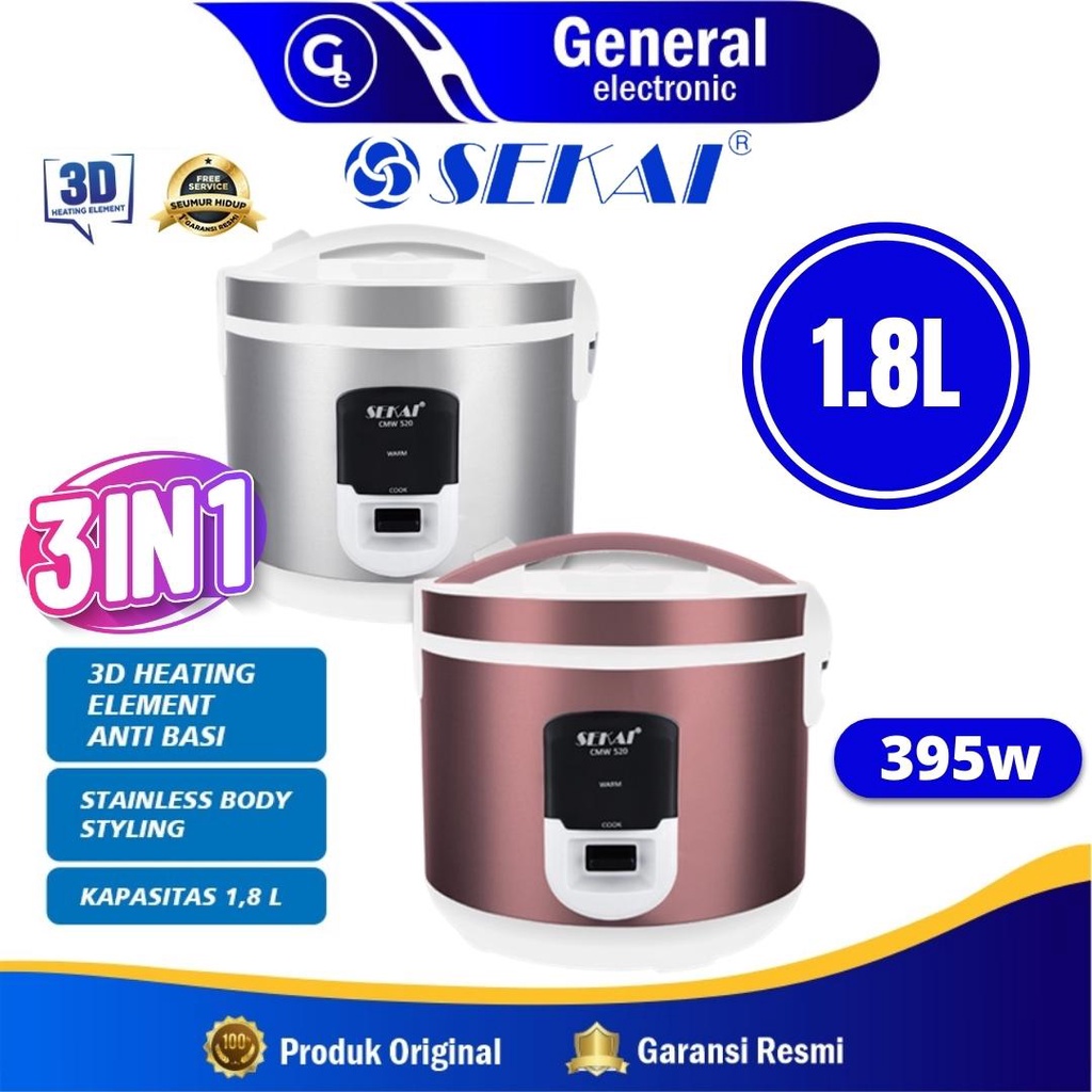 Rice Cooker / Penanak Nasi Magic Com SEKAI 3 in 1 / Stainless 1.8L / CMW 520 1,8Liter