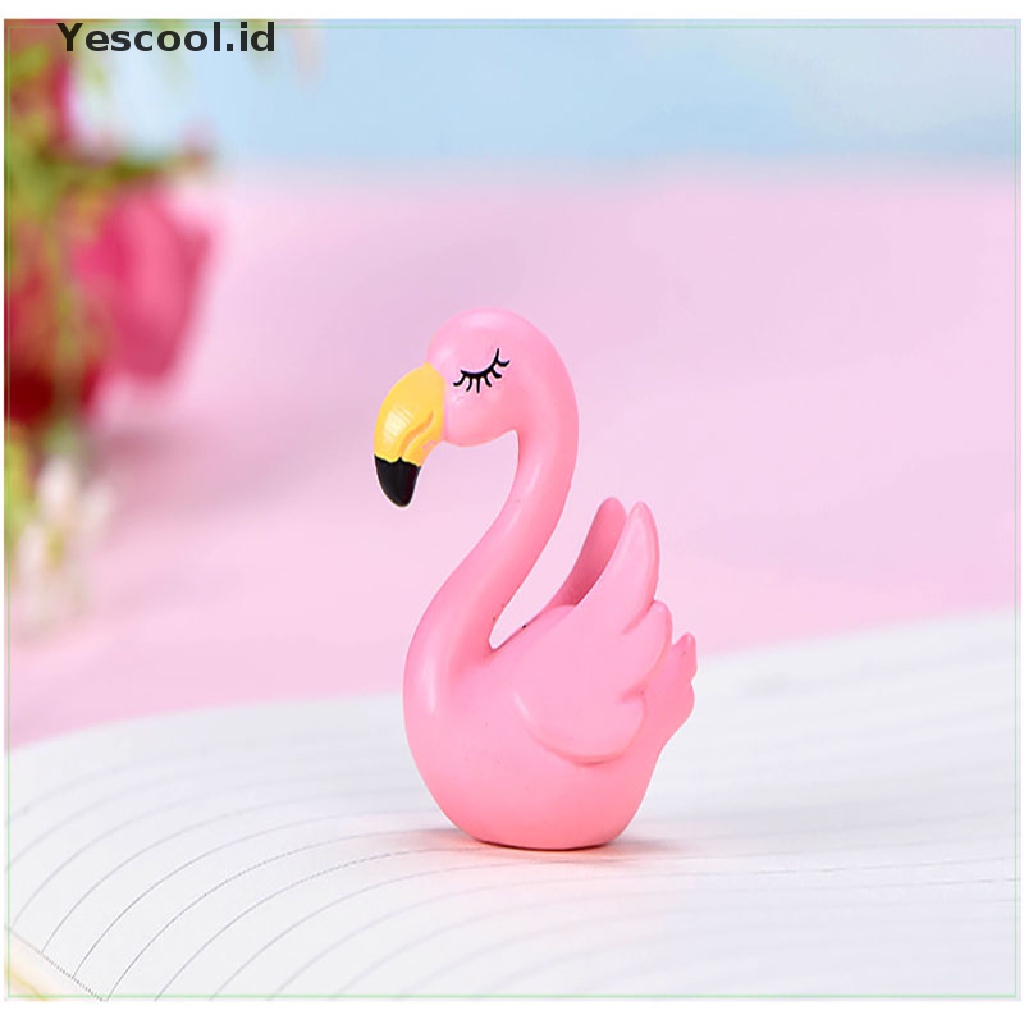 1 Pasang Miniatur Flamingo Bahan Resin Untuk Bonsai