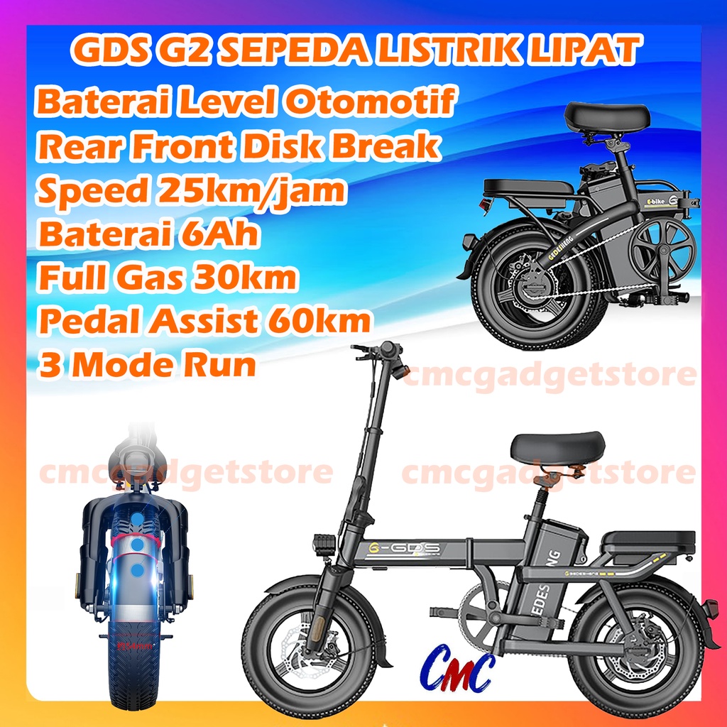 Sepeda Lipat Listrik GDS Electric Bicycle 4 Heavy Shock