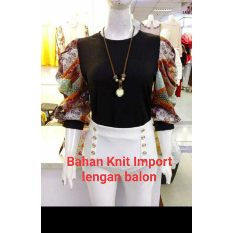 atasan - baju wanita - lengan balon - Korean woman style - balon - knit import