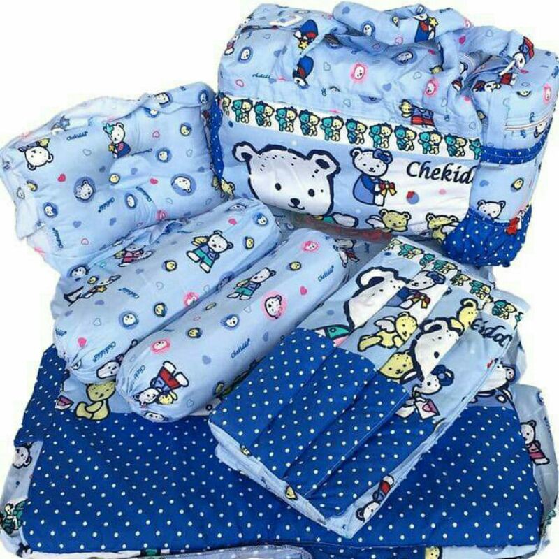 PROMO TERLARIS!!! KADO PAKET KOMPLIT TAS GENDONGAN ALAS TIDUR &amp; BANTAL GULING CHEKIDDO-GIFT SET 4IN1