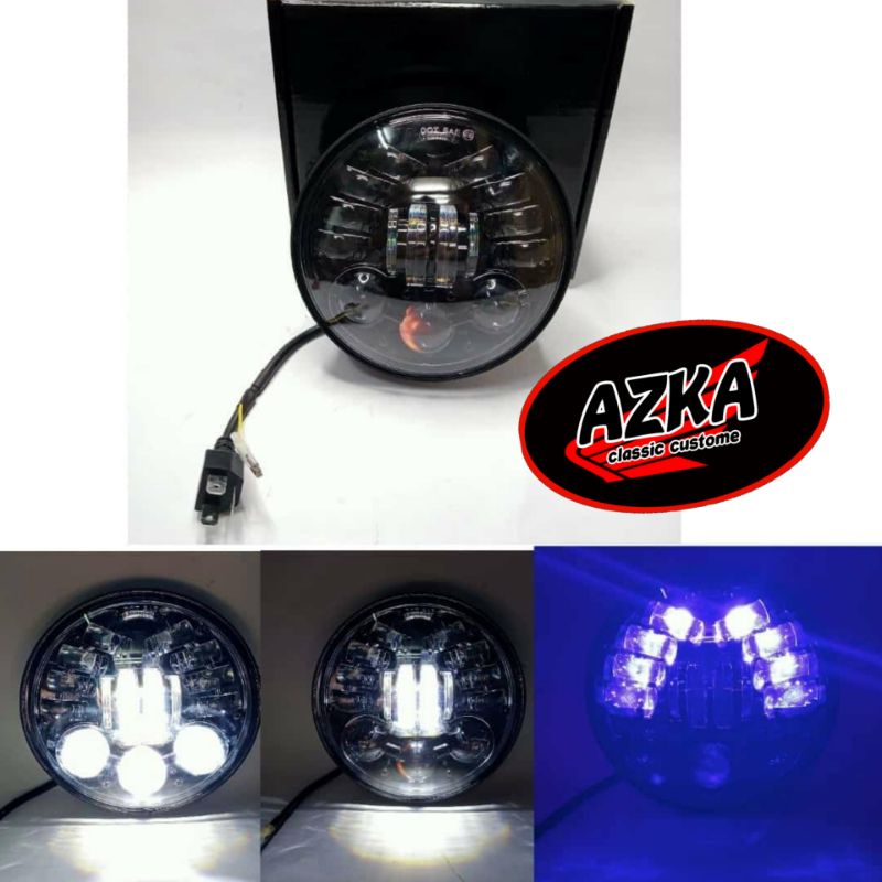 lampu depan headlamp daymaker 5,75 inch 16 LED lampu senja biru
