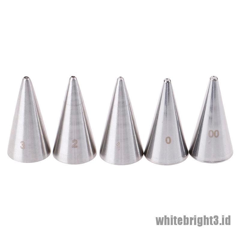 ❤White3 Warna Putih❤ 5pcs Ujung Mulut Pipa Icing Bentuk Bundar Untuk Dekorasi Pastry