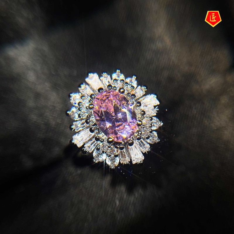 [Ready Stock]Fashion Personality Natural Sapphire Pink Diamond Ring