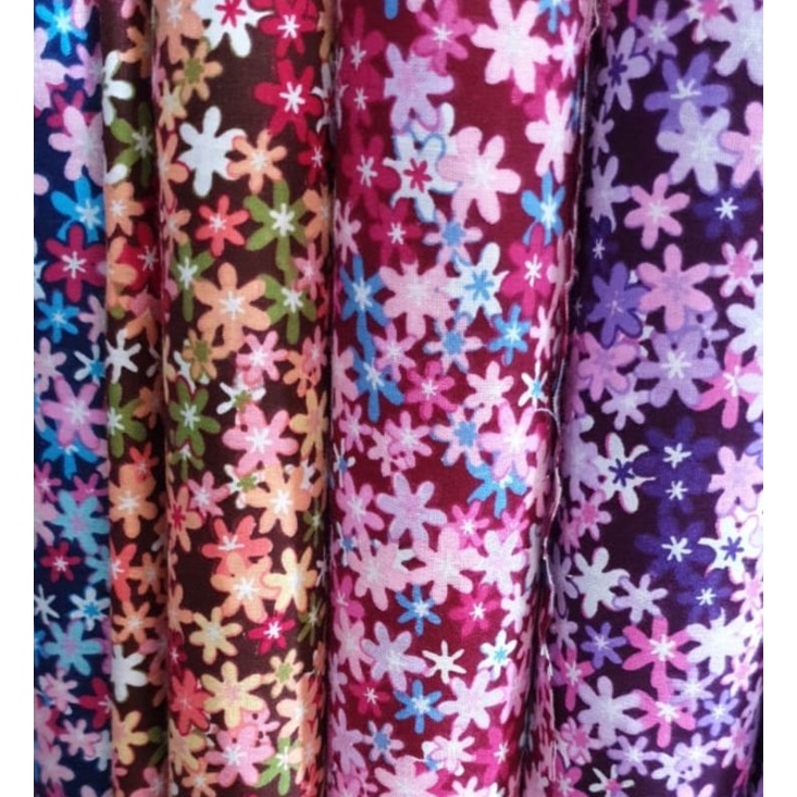 Kain Perca Katun Reaktif Motif Bunga