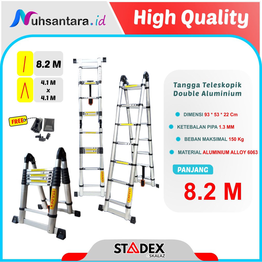 Tangga Teleskopik Aluminium Double 8.2 Meter Tangga Lipat Stadex By