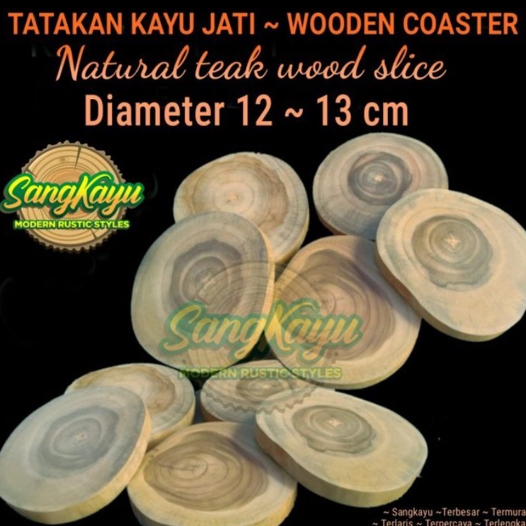 TERMURAH Tatakan kayu jati 12-13 cm natural teak wood slice dekorasi