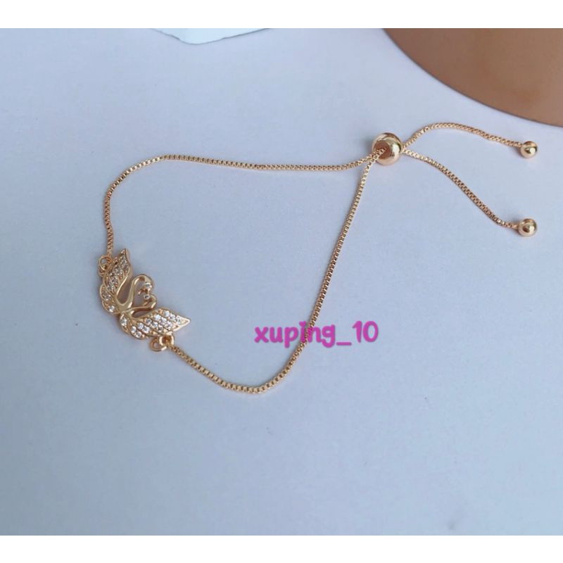 Gelang Xuping Gold Gelang Tangan Dewasa Model Serut Permata Belah Katupat G38