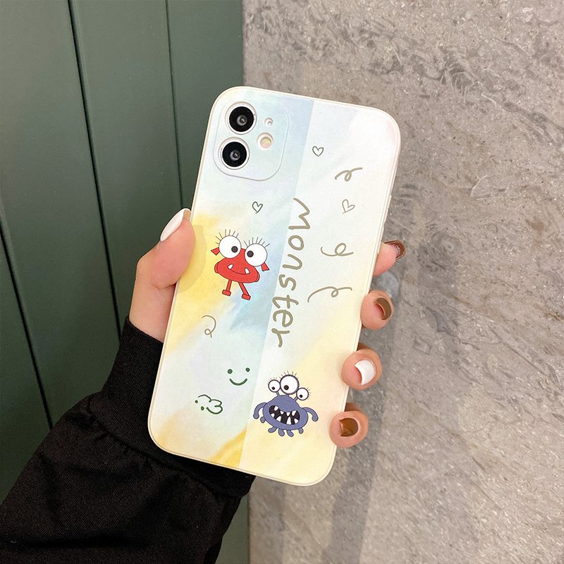 Cube Monster Dinosaur Silicone Soft Case iPhone 6S 7 8 Plus XR XS Max ipHone 11 12 13 Pro Max Casing Cute Xiaomi Redmi 9A 9T nOTE 8 9 10 Pro Cartoon Back Protect Case