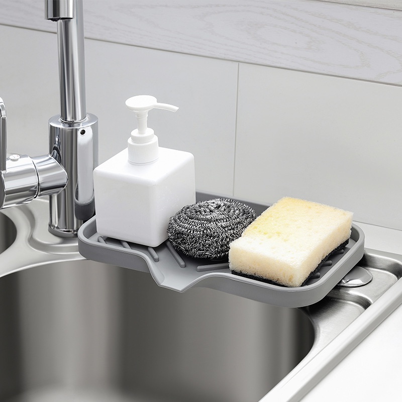 Flexible Rak Penyimpanan Sabun Dan Sikat Pembersih Fleksibel Bahan Silikon Untuk Wastafel Dapur