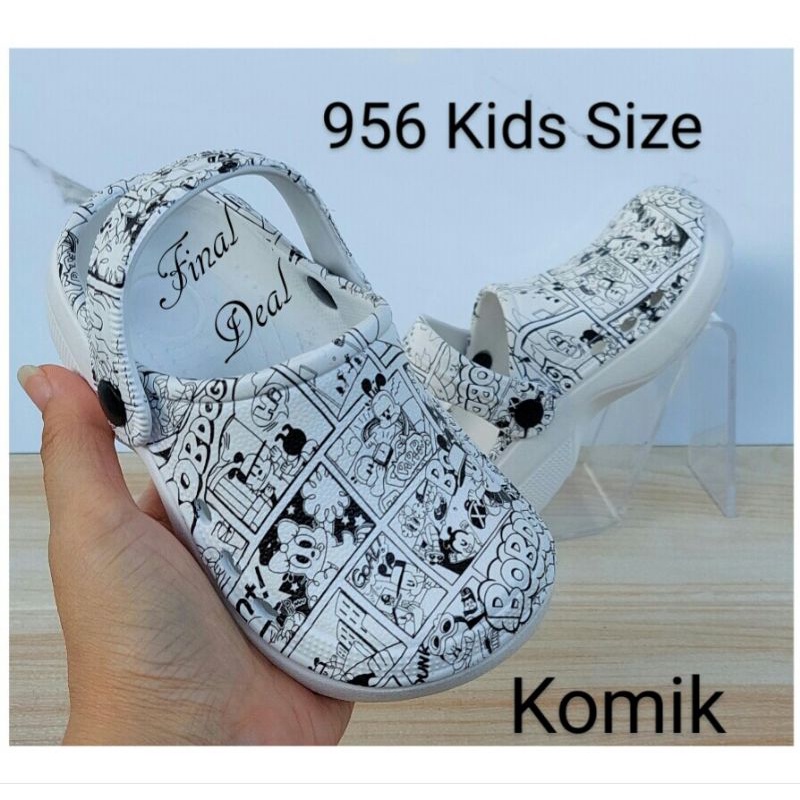 30-35 Sandal Kodok Anak Motif Printing, Sendal Karet Anak Model Crocs BTS Anti Slip, Sandal Jelly