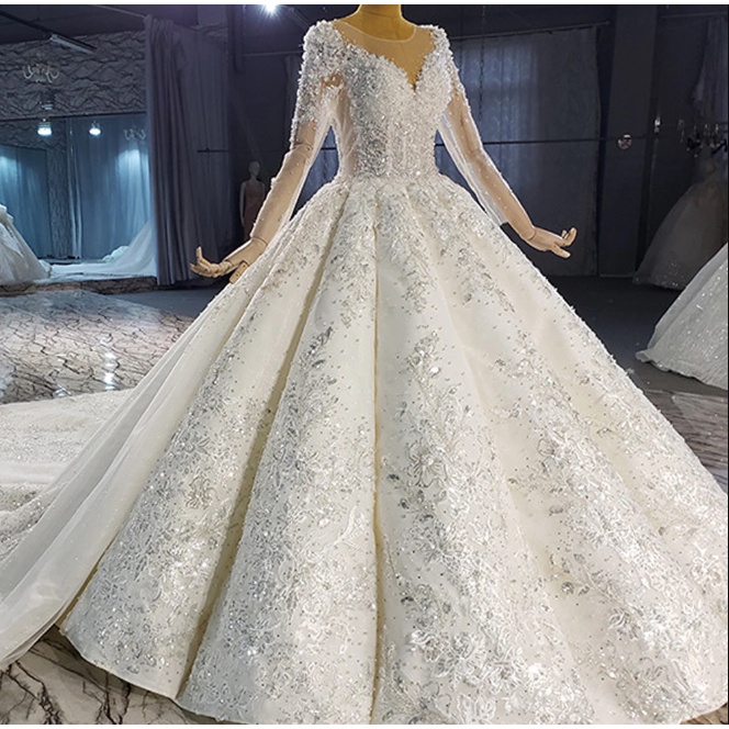 Gaun Pernikahan Mewah Asli Pengantin Gaun Pesta Manik-manik 2022 Gaun Pernikahan Pengantin untuk Wan