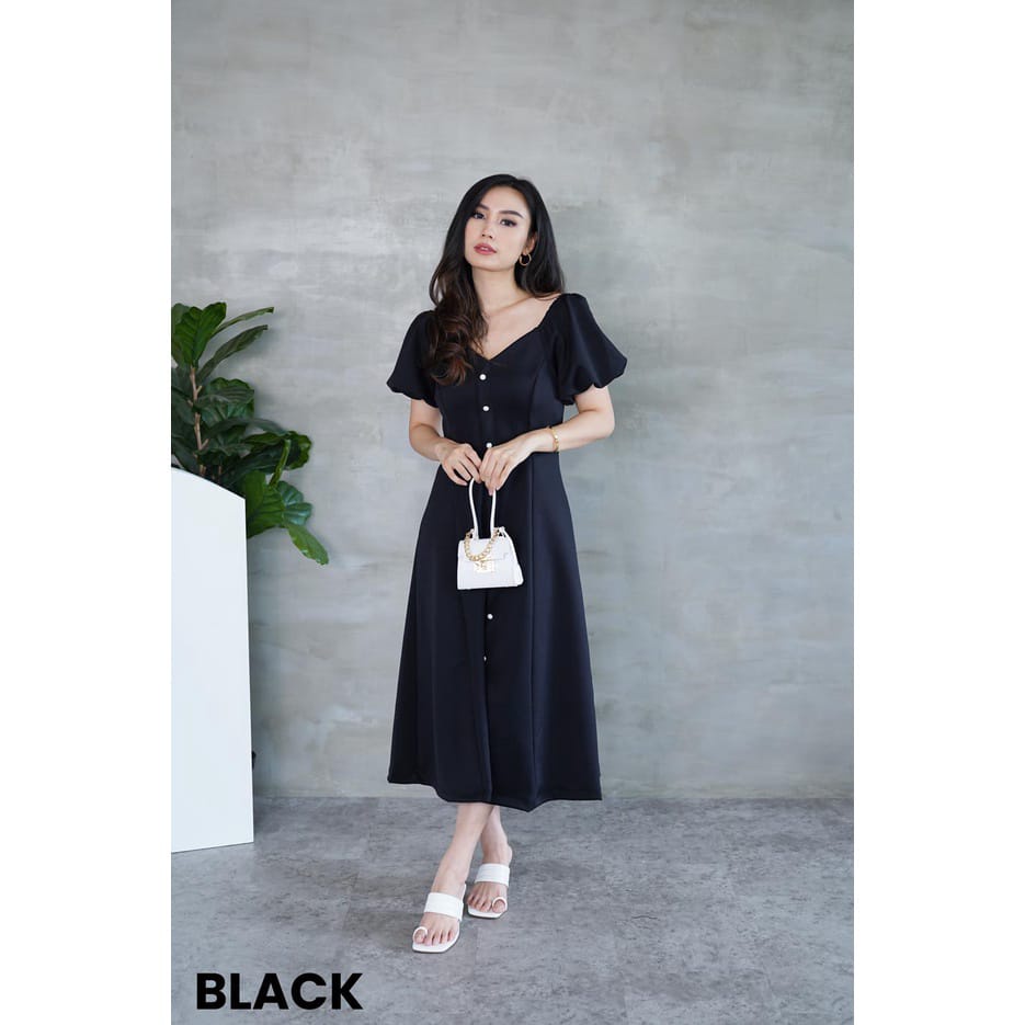 DRESS SIMPLE RIEL BUTTON/DRESS KASUAL/DRESS BAHAN SCUBA/DRESS