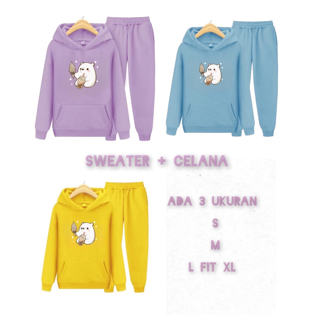 mukzhop -  Stelan anak dan abg boba 2  | satu set sweater hoodie dan celana | fashion anak - SWEATER ABG - HOODIE ABG